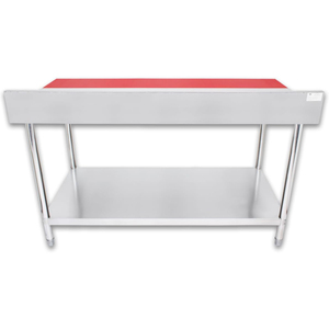 Stainless Steel 2-Tier Workbench with Backguard - Integrated Cutting Board Food Processing <b>Work</b> <b>Table</b> - Product Image 4