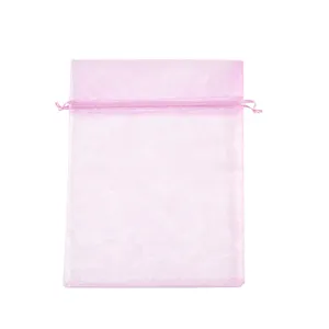 Penjualan langsung dari pabrik tas Organza merah muda sesuai pesanan kualitas tinggi tas Organza jaring transparan