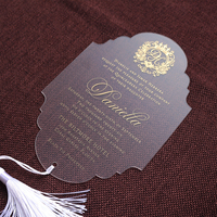 Himmelblauer Samt-Einladungsbrief mit Tasche für Hochzeiten, Acryl-Goldprägung, RSVP-Karte mit Quaste, Individuell Anpassbar für Brautparty und Verlobung