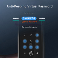 Serrure intelligente Tuya 2.4G WiFi avec code, carte, empreinte digitale, sans clé, avec poignée