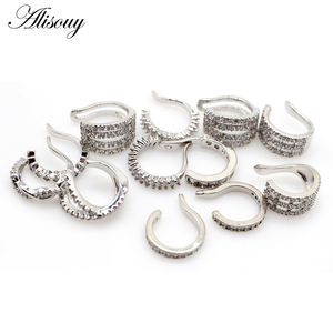 Alisouy 1pc <span class=keywords><strong>Helix</strong></span> Cartilage Conch Fake Piercing Jewelry Ajustable CZ Zircon Crystal Ear Cuff Non Piercing Conch Cuff Earring - Product Image 3