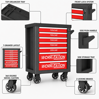 Coffre à outils roulant à 7 tiroirs au design moderne avec plateau de rangement supérieur pour station de réparation automobile