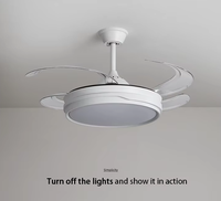 Lustre LED rétractable moderne de 42 pouces Ventilateur de plafond à lames invisibles Style nordique pour la maison Salon Salle à manger Moteur à courant continu