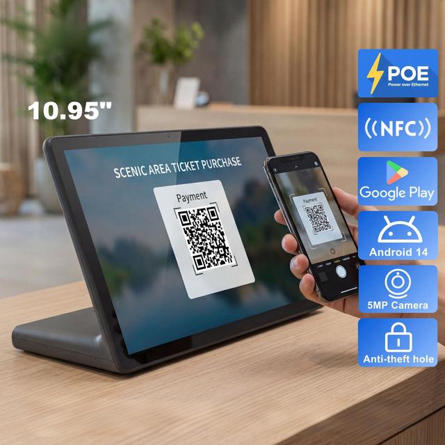 New RK3576S Android 14 10.95 Inch L-Shaped Commercial Tablet with RJ45 4GB RAM ROHS Certified for Business Meetings