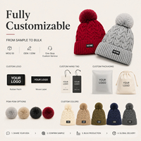 Bonnet en tricot avec logo personnalisé, pompon en fausse fourrure de haute qualité, chapeaux d'hiver pour bébé nouveau-né