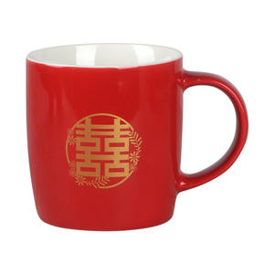 Juego de Tazas de Cerámica Doble Felicidad, Regalo de Boda para Enamorados, Diseño Tradicional Chino, Rojo con Patrón Dorado - Product Image 5