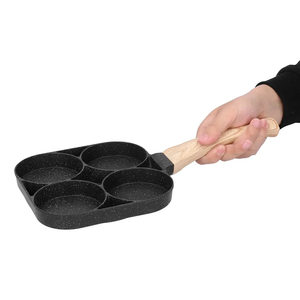 Sartén Cuadrada Metálica Antiadherente con Mango de Madera, Revestimiento de Mármol Antiadherente, Sartén para 6 Huevos, Apta para Cocinas de Gas e Inducción - Product Image 4