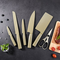 Couteau de chef japonais professionnel moderne, couteau de cuisine, ensemble de couteaux de cuisine avec support en bois coloré