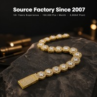 Bracelet de luxe personnalisé en laiton plaqué or 14K, serti de zircone cubique (CZ) en forme d'octogone, style Hiphop, fabrication OEM sous marque privée