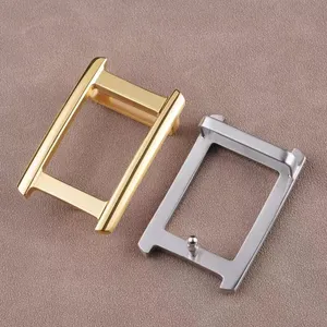 Custom Engraved Logo Reversible Pin Belt Buckle Gold Square Clip Pin Buckle For Belt