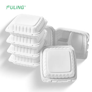 Caja de Comida para Llevar con Bisagras y 3 Compartimentos, Tipo Concha, Desechable, para Restaurantes, de FULING - Product Image 1