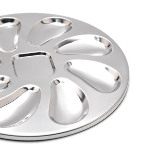 Assiettes <span class=keywords><strong>à</strong></span> <span class=keywords><strong>huîtres</strong></span> en acier inoxydable de haute qualité de 25 CM (9.8 pouces) et <span class=keywords><strong>plateau</strong></span> de service <span class=keywords><strong>Plateau</strong></span> en forme de coquille pour griller avec 8 fentes - Product Image 4