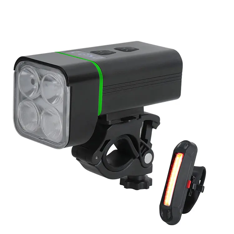 Night Riding Rechargeable Bike light 4000LM Super Bright Front BIke Headlight and Rear red blue light LED Bicycle light set