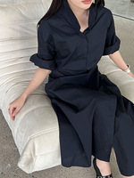 Nouvelle Robe Chemise Longue Décontractée Boutonnée à Col en V et Taille Nouée Amincissante Été 2026