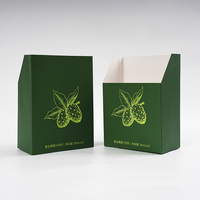 Cajas de Cartón Plegables para Bebidas Personalizadas, Cajas de Papel con Tapa Inclinada Verde y Base con Cierre a Presión