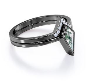 925 Sterling Silver <b>Ring</b> <b>Moss</b> Green <b>Agate</b> Gemstone Black Rhodium Handmade Jewelry Vintage Style Adjustable <b>Ring</b> Wholesale Custom - Product Image 2