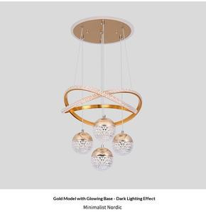 JACKSUN Gold LED 3-Farben Dimmbare Acryl-Kronleuchter mit Fernbedienung Kücheninsel-Beleuchtung Moderne Pendelleuchten - Product Image 5