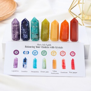 Ensemble de blocs et de cubes en cristal naturel poli authentique 7 Chakras, base <span class=keywords><strong>Tai</strong></span> <span class=keywords><strong>Chi</strong></span> Sept Étoiles, Période 9, décoration de méditation Feng Shui - Product Image 3