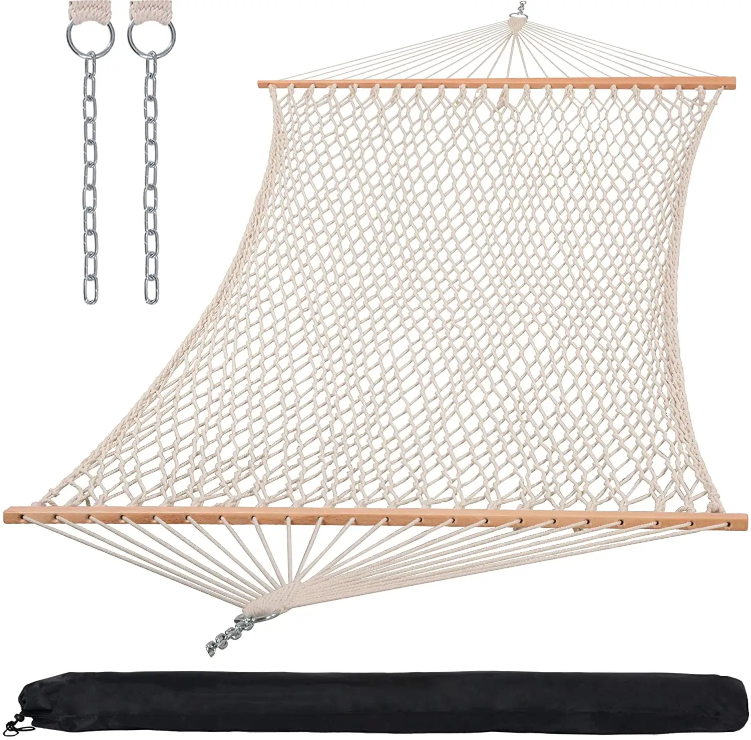 Садовая мебель тканая хлопчатобумажная веревка с двумя сетчатыми гамаками, традиционная хлопчатобумажная веревка ручной работы