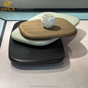 <span class=keywords><strong>Table</strong></span> basse rotative design nordique E1 <span class=keywords><strong>Table</strong></span> centrale rotative à 360 ° en bois plaqué finition laquée MDF - Product Image 1