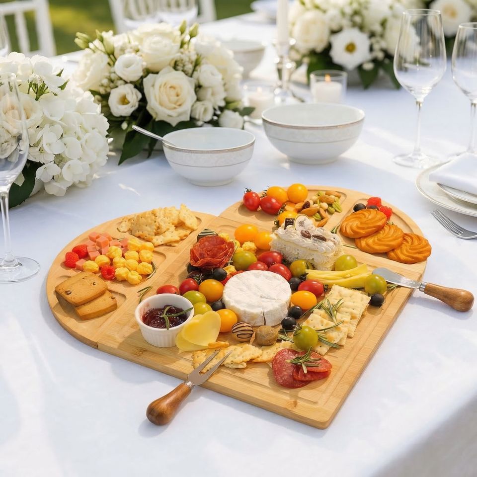 Bamboo Cheese Board and Charcuterie Boards Set & Serving Tray for Meat ...