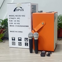 Nouveau DS-1852 Microphone portable double avec boîtier en bois de 8 pouces pour haut-parleur 5.3 avec sortie 20W, batterie intégrée et fonction karaoké