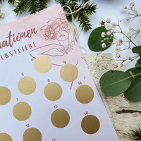 Affiche personnalisée de calendrier de l'avent, impression de 24 déclarations positives à gratter