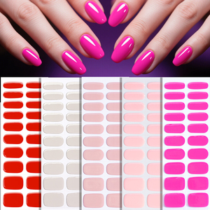Tùy Chỉnh Hàn Quốc Màu Tinh Khiết Bán Chữa Khỏi Gel Dán Móng Tay Móng Tay Thiết Lập UV Chữa Khỏi Gel Dải Móng Tay - Product Image 3
