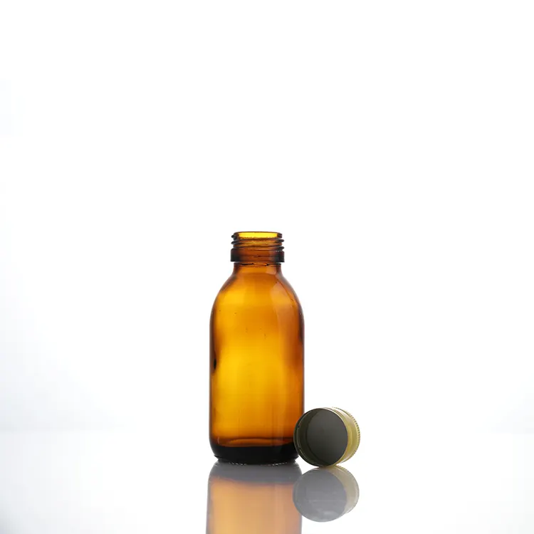 Toptan boston boş küçük yuvarlak amber cam kaplar spa masaj menekşe uçucu yağ şişeleri sıvı ilaç şişesi