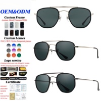 Lunettes de soleil unisexes tendance de marque de créateur, sans monture, en métal, protection UV, verres polarisés ronds pour femmes