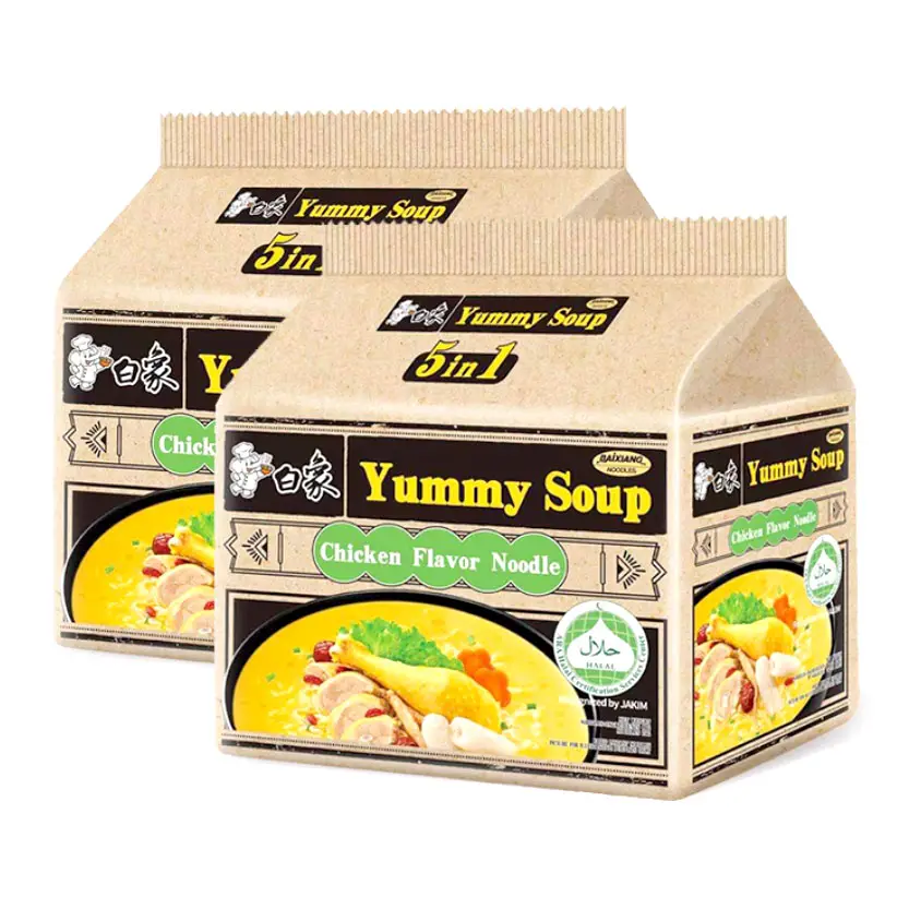 Baixiang स्वादिष्ट सूप हलाल चिकन नूडल तत्काल 5 पैकेट