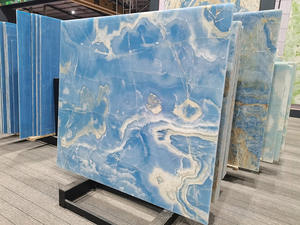 Prix de la dalle d'onyx bleu avec veinure dorée, directement de l'usine, pour revêtement mural intérieur, revêtement de sol et plan de toilette de salle de bain - Product Image 2