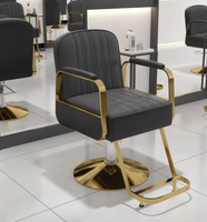 Fauteuil de Barbier Noir et Or Métallique pour Salon de Beauté, Nouveau Style, Chaise de Coiffure pour Femme, Vente Directe Usine, Réglable en Hauteur