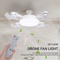 Plafonnier moderne créatif à moteur de plancher bas télécommande pliable à gradation progressive E27 ventilateur de plafond avec lumières LED décor à la maison