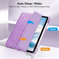 Compatible avec iPad A16 11e génération 11 pouces 2025, étui pour iPad, coque scintillante avec dos transparent brillant, porte-crayon