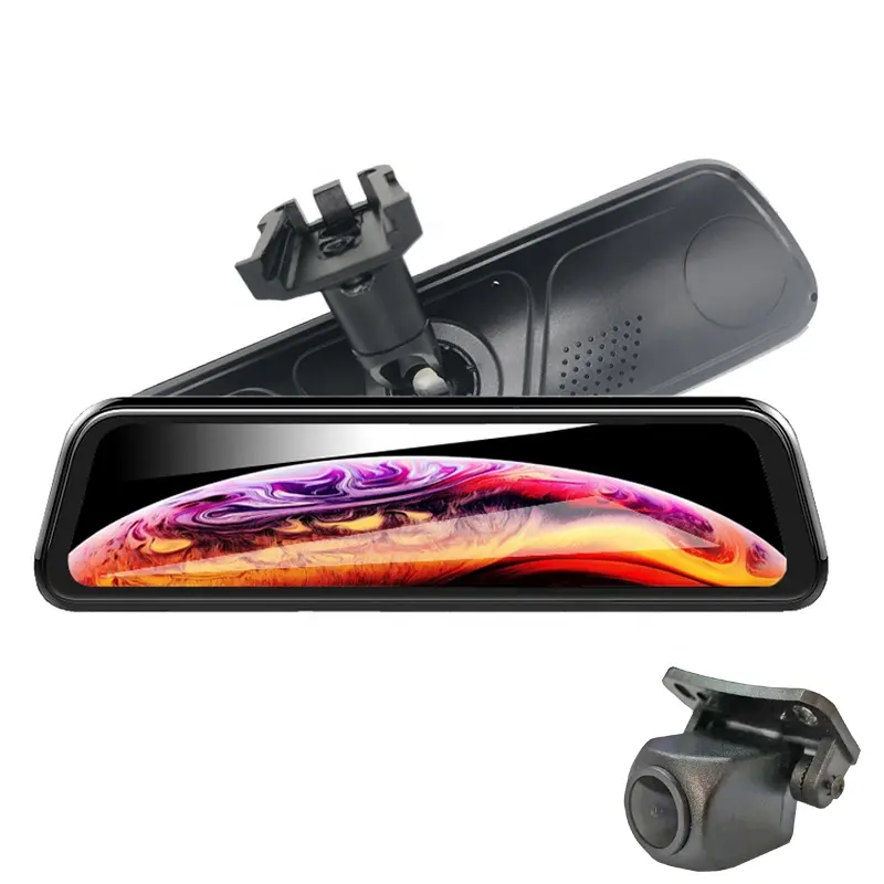 9.66 Inch Full Screen Car Rear View Mirror With Dual 1080P Cameras Reversing Aid Rearview Mirror
