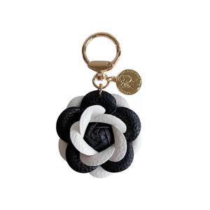 Zenos Women's <b>Sweet</b> Synthetic Leather Wedding Keychain Rose Camellia <b>Flowers</b> Trinkets Bag Charms Pendant Art Handmade Craft - Product Image 3