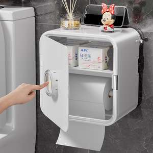 Suction Cup Tissue Box Toilet Paper Holder Wall Mounted Waterproof Multi Purpose No Drilling Required Rectangular Shelf - Product Image 1