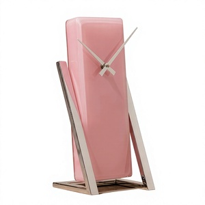 Modern Pink Rectangle Desk <b>Clock</b> Analog Quartz <b>Battery</b> Operated Plastic Table <b>Clock</b> for Home Office Decor - Product Image 3
