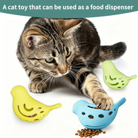 Jouet distributeur de friandises pour chat en silicone en forme d'oiseau, approuvé par la FDA, pour la libération des croquettes