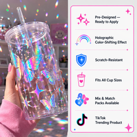 Autocollant holographique UV en cristal pour étui de téléphone, décalcomanie laser pour gobelet, résistant aux rayures pour métal et plastique, idéal pour les artisans DIY
