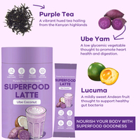 Latte Superfood au Fruit du Moine et Lait de Coco à l'Ube (Patate Douce Violette) Marque Blanche