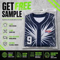 Jersey Baseball Custom Grosir Motif Starburst Cepat Kering Bahan Polyester Bernapas Kancing Depan Seragam Tim Sublimasi
