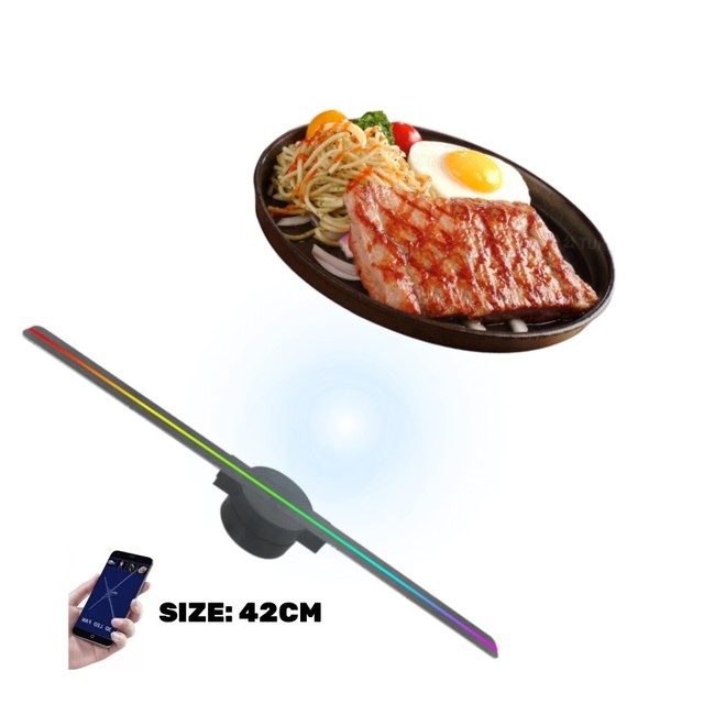 Naked Eye 3D Hologram Projector Animation Display 42cm LED App Control Wi-Fi Connected for Indoor Education Holographic Fan