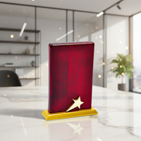 Médaille peinte en bois de caoutchouc personnalisable-Plaque Golden Star pour reconnaissance et souvenir