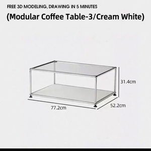 โต๊ะกาแฟกระจกใสทันสมัยพร้อมโครงโลหะโครเมียมและชั้นวางของสีขาวสำหรับห้องนั่งเล่น - Product Image 4