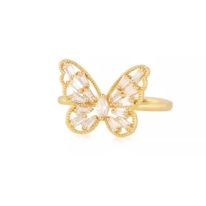 Women jewelry trend 2021 fairy elegant party zirconia butterfly ring