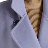 Manteau en laine/viscose Cabellian pour femme - Élégant manteau d'hiver long à double boutonnage, col rabattu, coupe ajustée, violet, écologique
