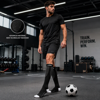 Chaussettes de football athlétiques antidérapantes à compression, respirantes, à tube haut, pour l'entraînement et les matchs