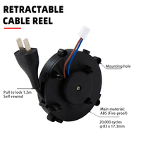 Enrouleur de câble électrique miniature Mella à ressort rétractable automatique, 2200W, IP54, avec 2 prises CA et extrémités dénudées